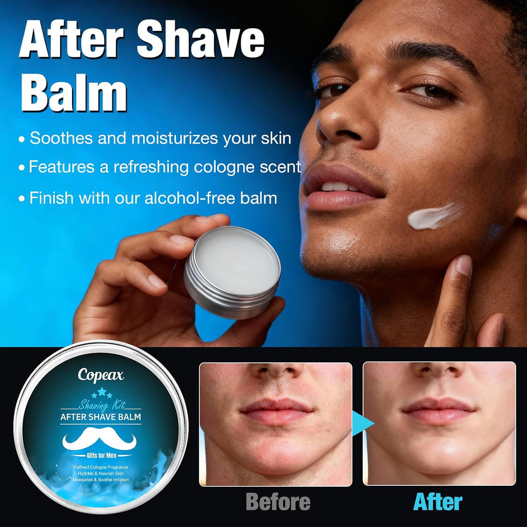 Shaving Kit for Men,Mens Shaving Kit w/Natural Cologne Shaving Cream,Balm,Bowl,Tumbler Cup,Mens Self Care & Grooming