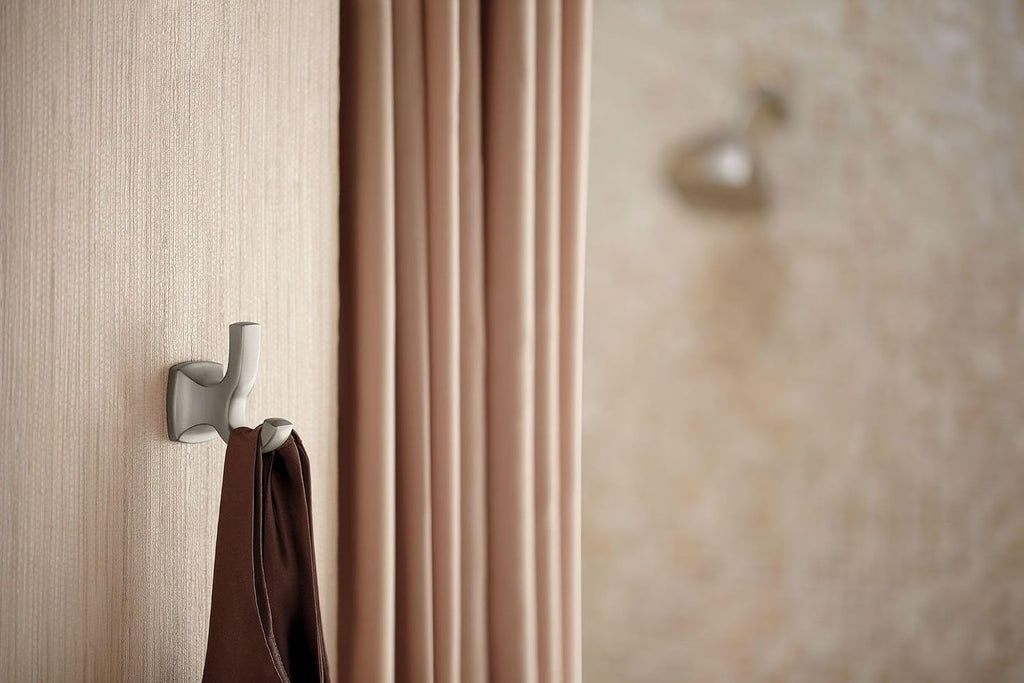 Voss Brushed Nickel Bathroom Double Robe Hook, Wall Mounted Metal Hanger for Towels, YB5103BN