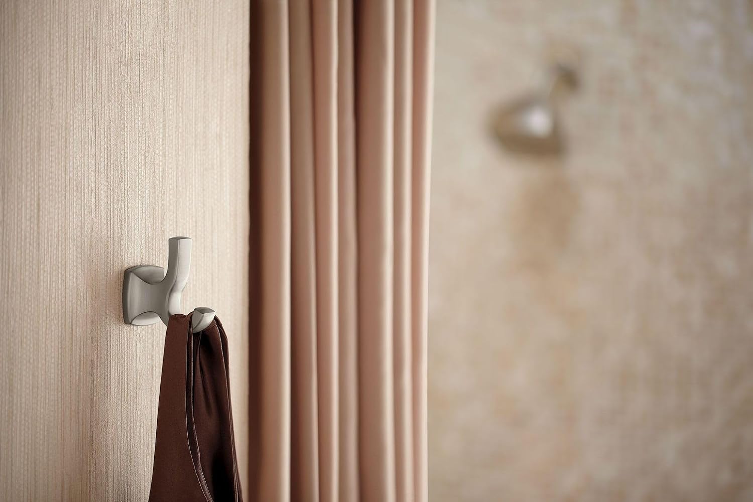 Voss Brushed Nickel Bathroom Double Robe Hook, Wall Mounted Metal Hanger for Towels, YB5103BN