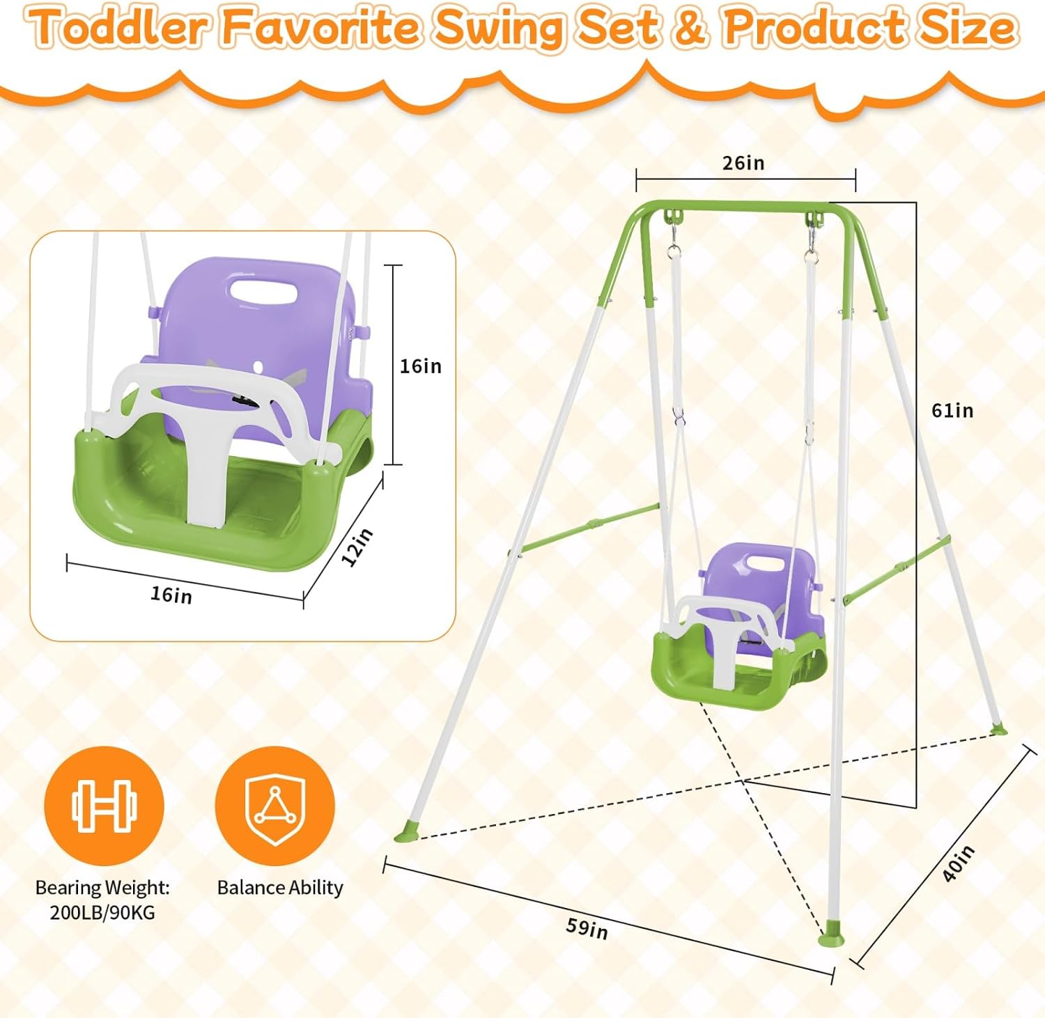 4-in-1 Toddler Swing Set & Baby Jumper and Bouncer for Toddlers, Foldable Baby Swing Stand for Outdoor Indoor Play