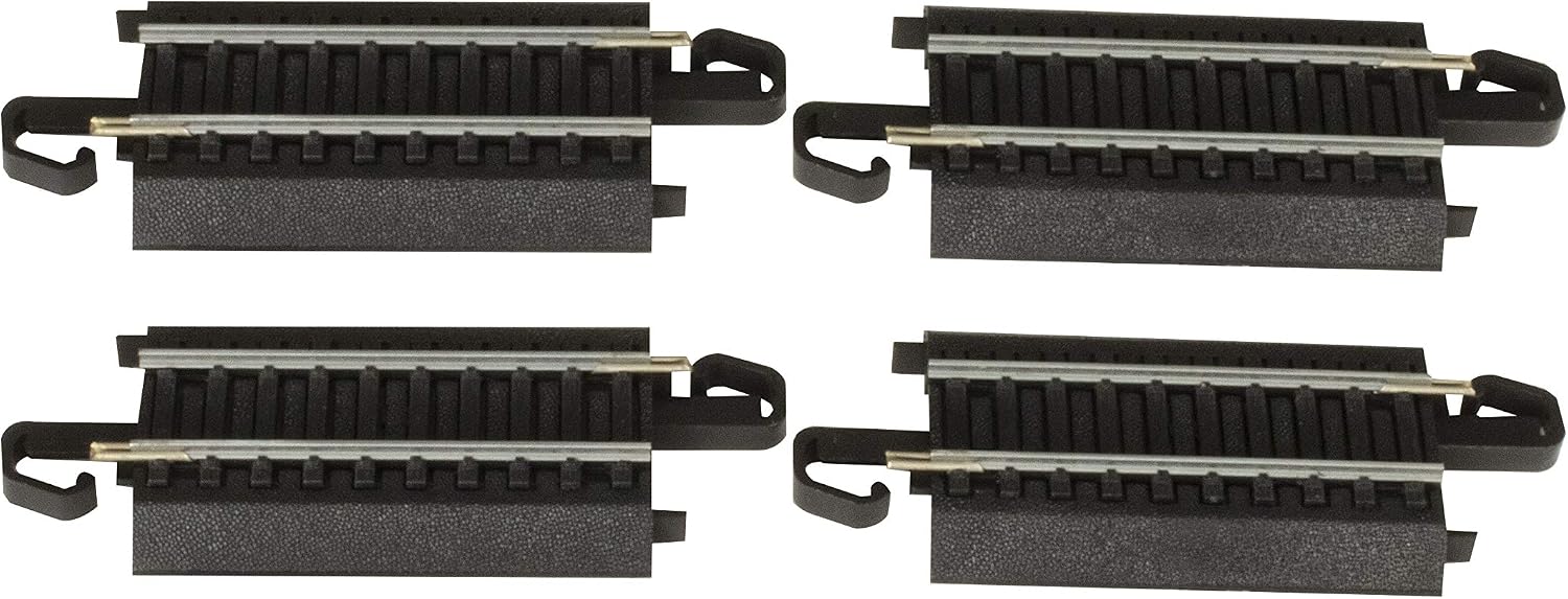 Trains E-Z Track 3" Straight Track 4PK Steel Alloy Rail HO Scale | Snap-Fit E-Z Track, 3” Straight Track (4/card)