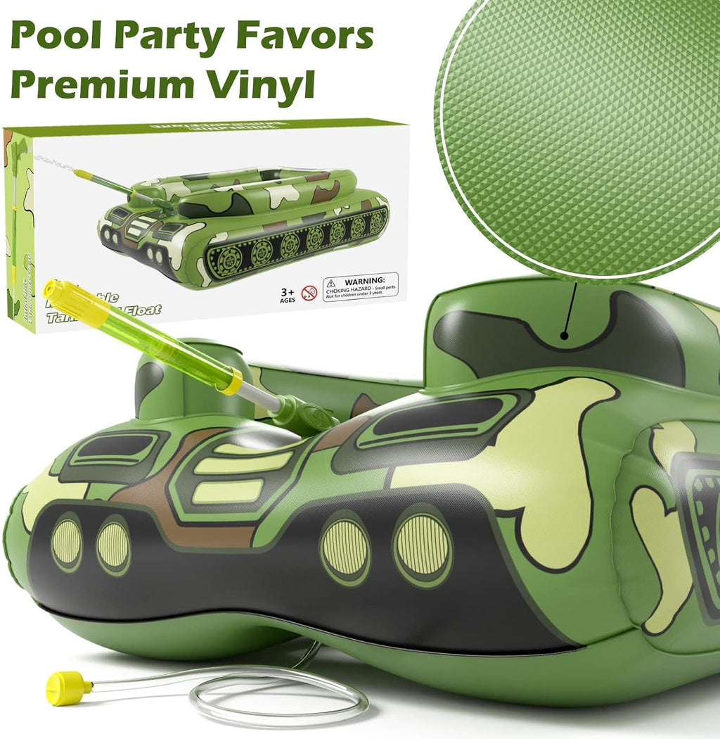 Tank Pool Floats Kids Adults - Jasonwell Inflatable Pool Floaties Swimming Pool Tank with Water Cannon Gun Swim
