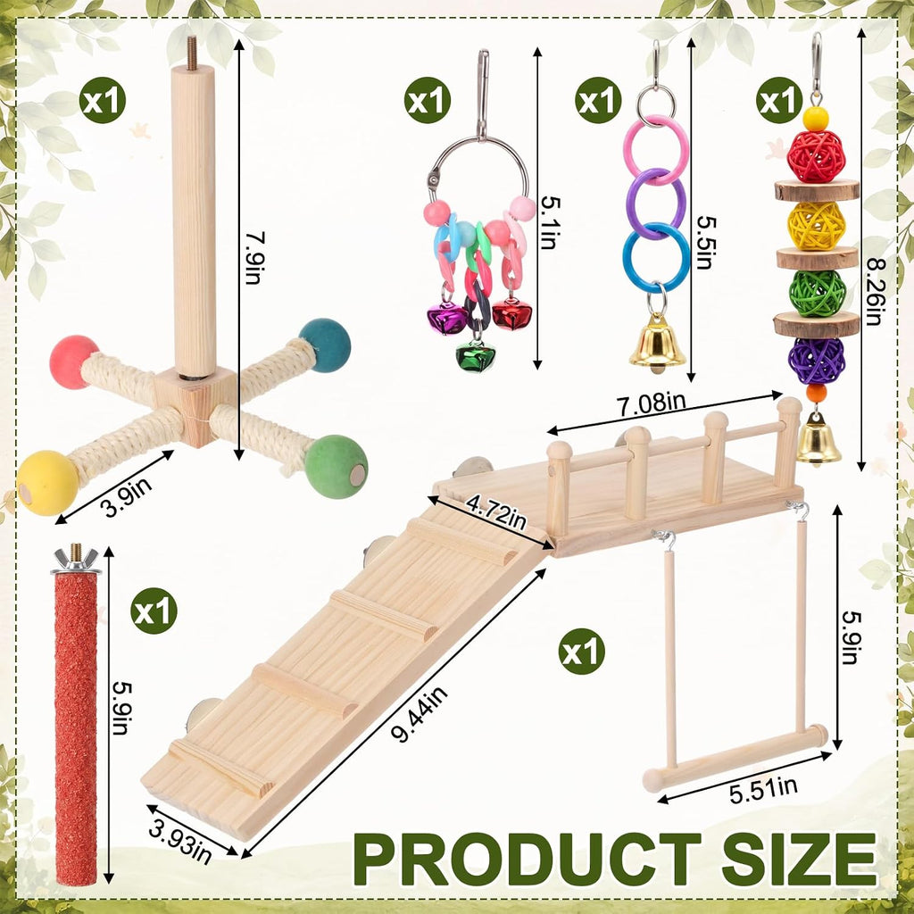 6 Pack Bird Parakeet Toys, Bird Perch & Swing Chewing Toys, Basic