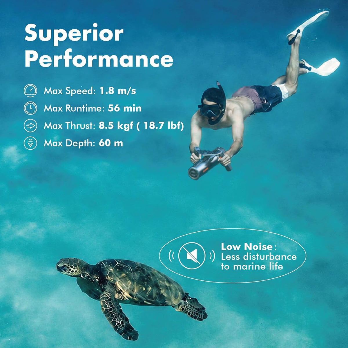 B2 Underwater Scooter, Portable Sea Scooter with Removable Battery