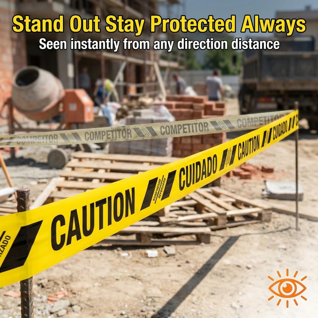 Reinforced Barricade Tape - Yellow Caution Tape Roll - 3" x300'x5mil - Barricade Tapes for Construction, Utility
