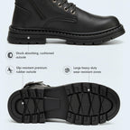 Steel Toe Work Boots for Men, Black Construction Boots, Men Size 10.5