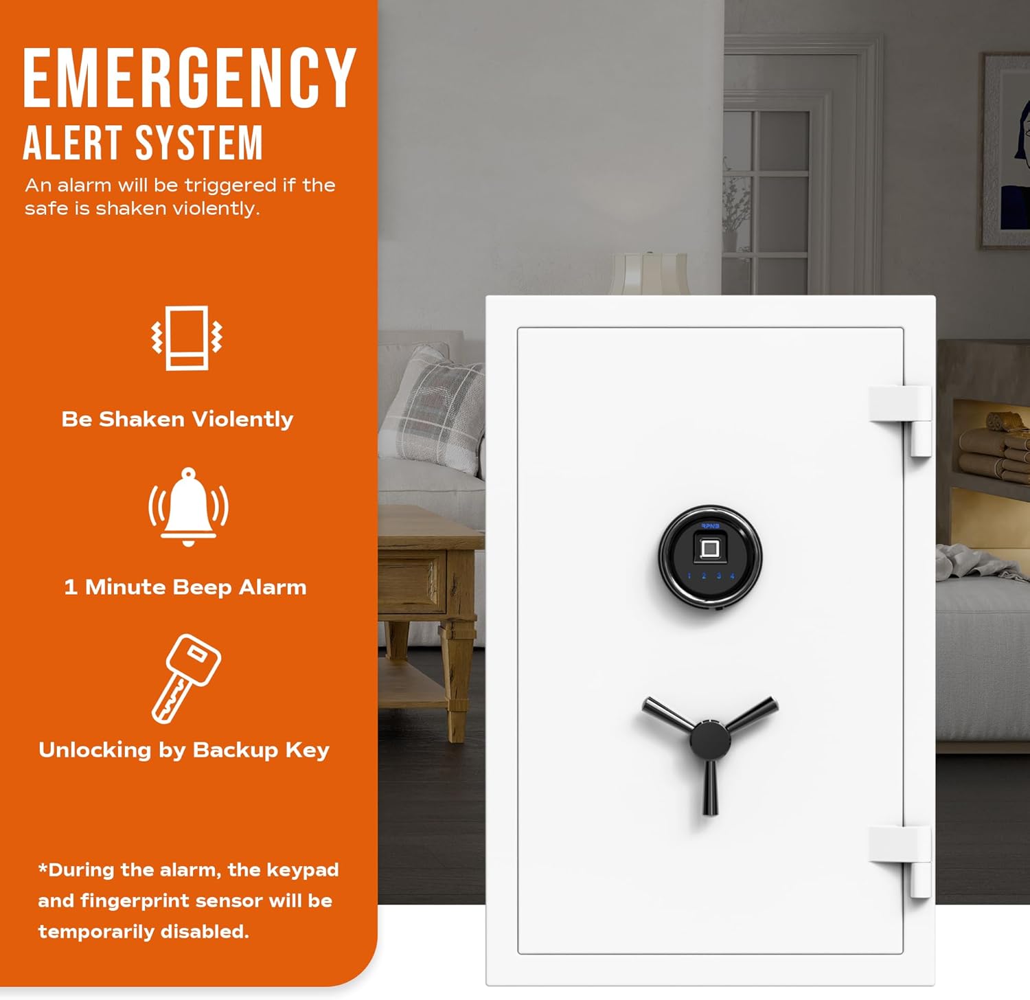 Deluxe Biometric Safe Box,Digital Fingerprint Fireproof Waterproof Safe with Touch Screen,Removable Shelf and 3 Spoke