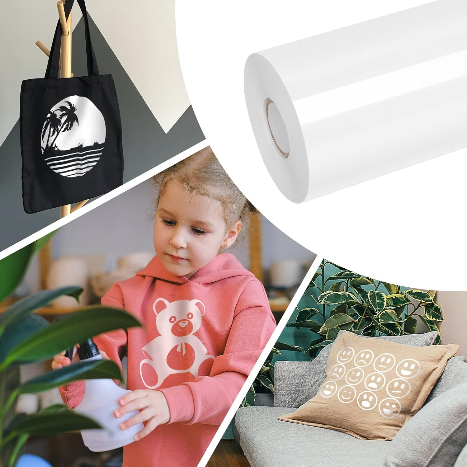 Heat Transfer Vinyl-12” x 50ft White Iron on Vinyl Roll for Shirts, HTV Vinyl for Silhouette Cameo, Easy to Cut & Weed