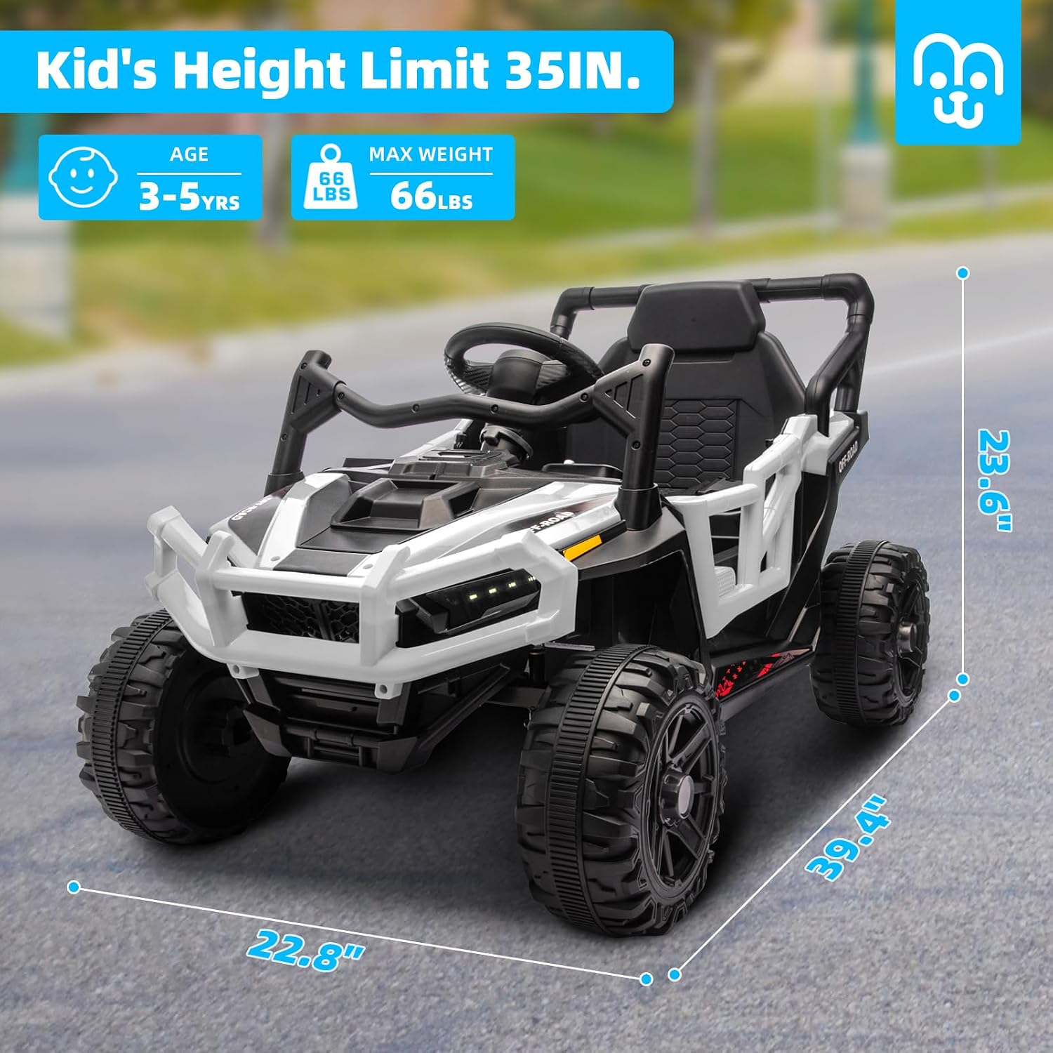 12V Kids Ride on Truck Car with Remote Control, Electric Off-Road UTV for Toddlers, Bluetooth Music, Suspension
