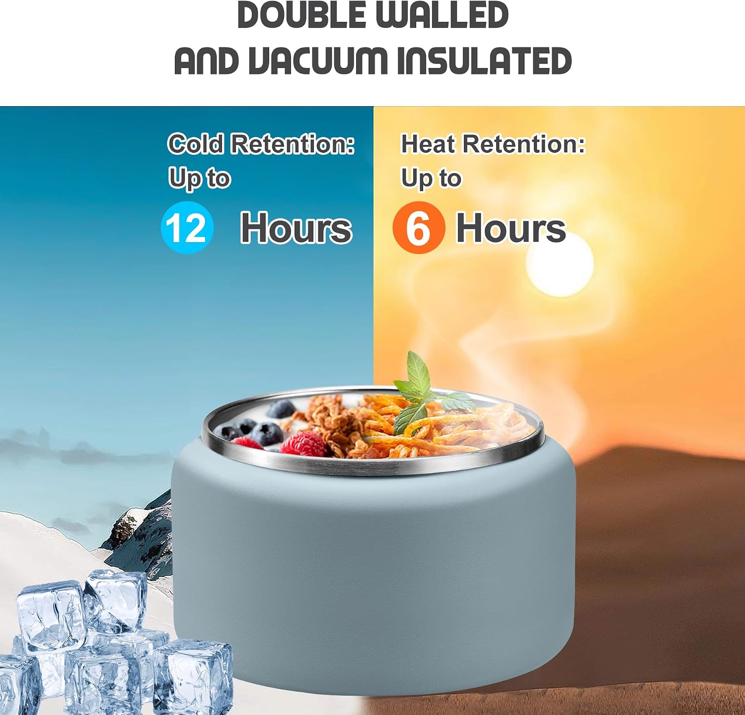 13.5oz Soup Thermo for Hot Food Kids with Buckle Lid Insulated Vacuum Food Jar Wide Mouth Leakproof Stainless Steel