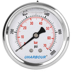 UHARBOUR Glycerin Pressure Gauge 1000psi/70bar, 2-1/2" Dial