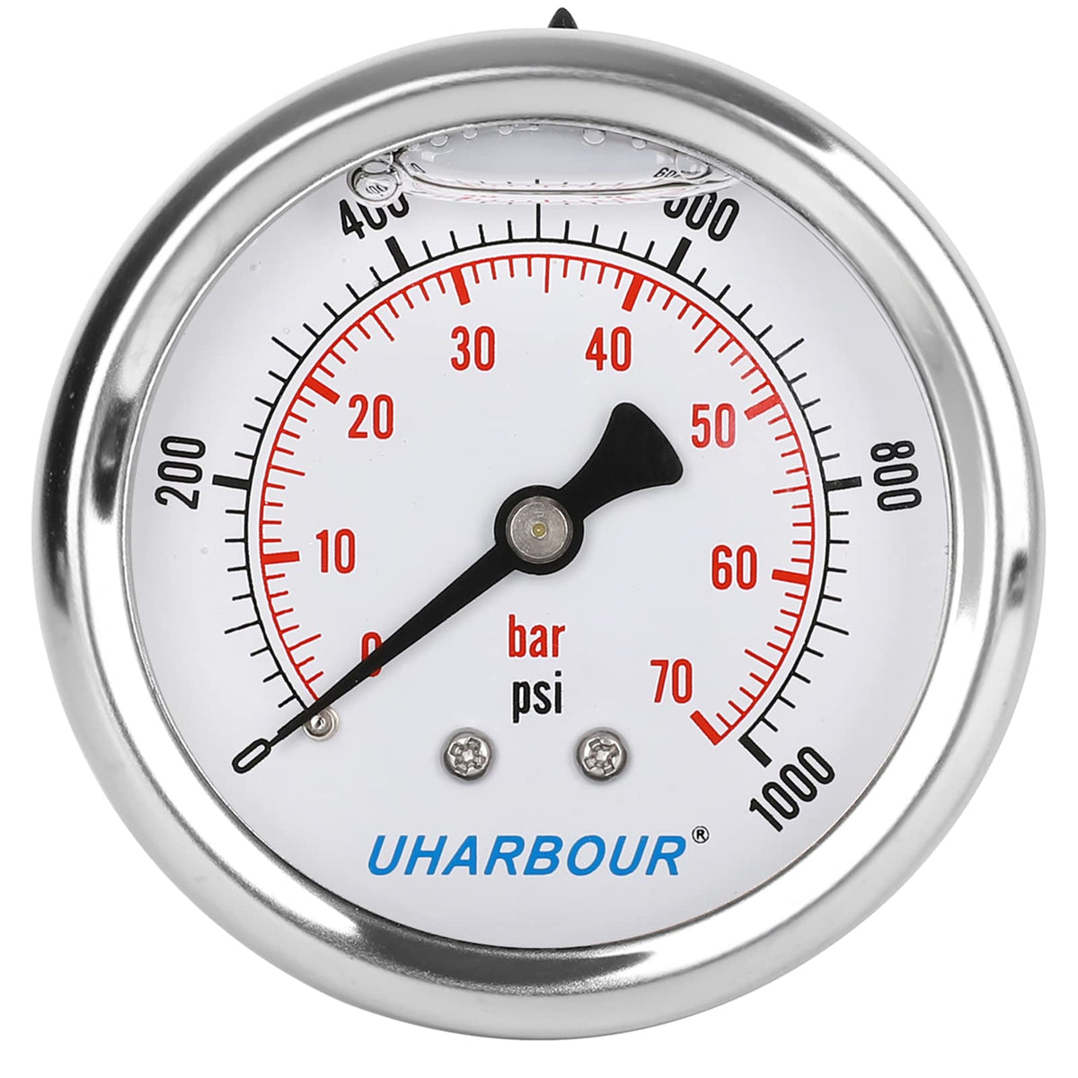 UHARBOUR Glycerin Pressure Gauge 1000psi/70bar, 2-1/2" Dial