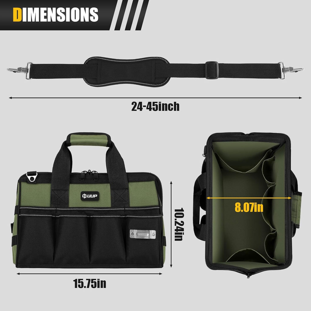 Heavy Duty Tool Bag 15-Inch, 16-Pocket Portable Empty Tool Box Organizer, Big Storage Toolbox Organization, Soft