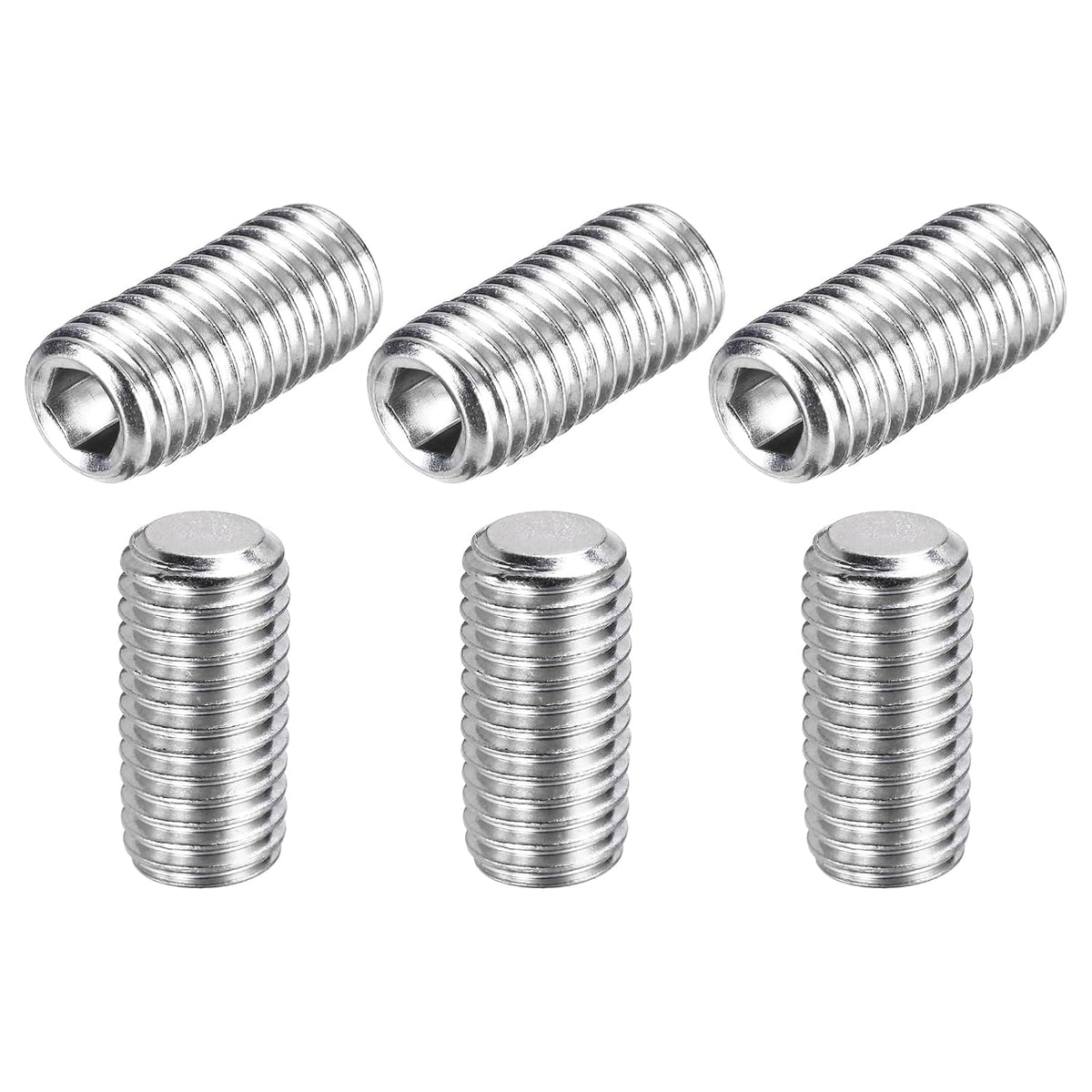 MECCANIXITY 6 Pcs M12-1.75 x 20mm Grub Screws, 304 Stainless Steel Cup Point Allen Head Screws Internal Hex Socket Drive for Bathroom Fixtures Repair Furniture DIY Project