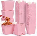 100 Pack 8 oz Chinese Take out Boxes Food Box, Pink