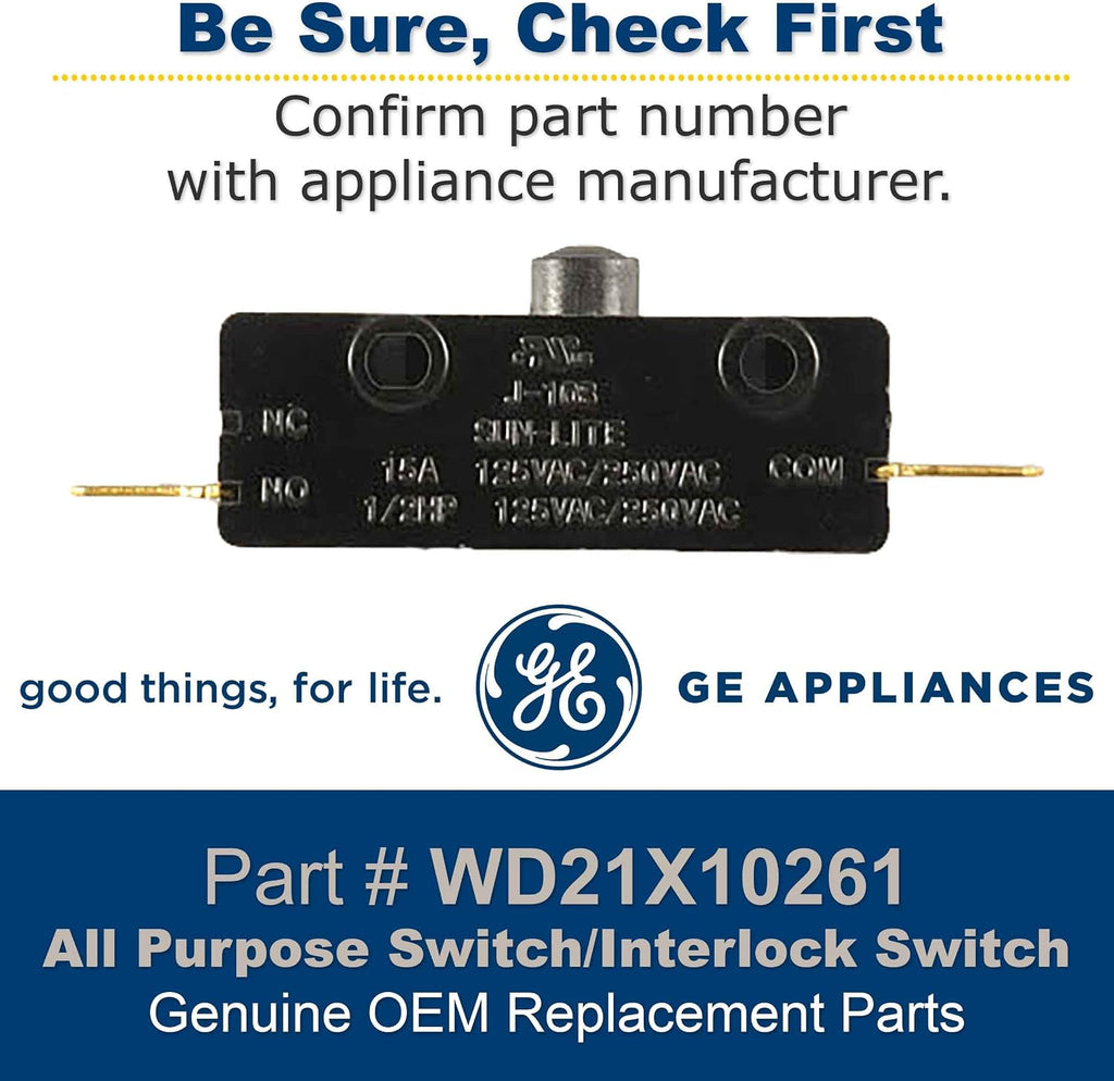 GE WD21X10261 Genuine OEM All Purpose Switch/Interlock Switch for GE Dishwasher