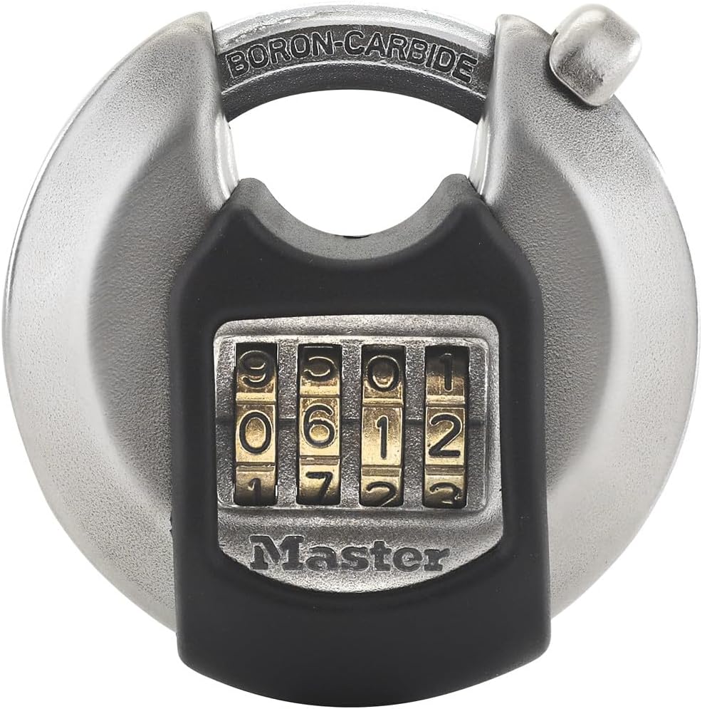 Magnum Combination Discus Padlock, Shrouded Shackle M40NUMEC | Heavy-Duty Stainless Steel Lock, 2-3/4-Inches Wide for