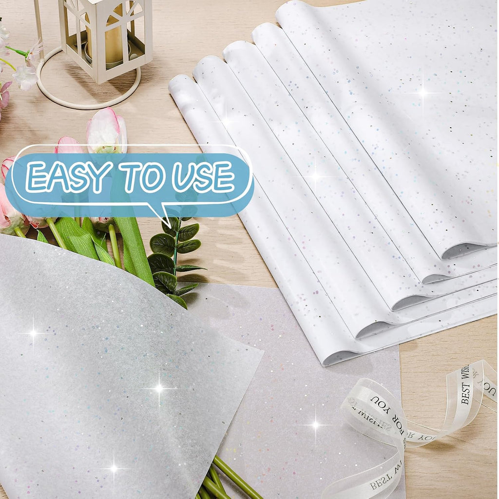 135 Sheets White Tissue Paper for Gift Bags 20 x 14 Inch Sparkle