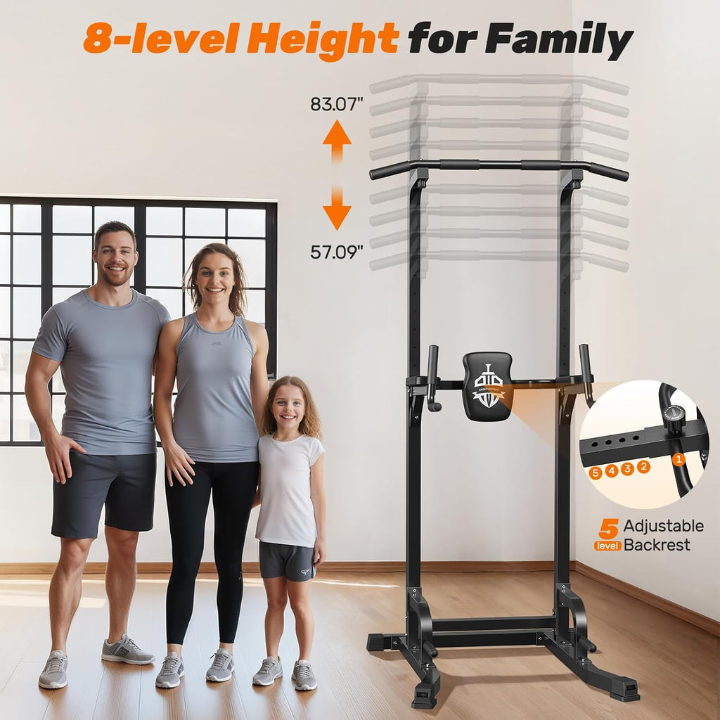 Power Tower Pull Up Bar Station, 450LBS Stable Pull Up Dip Station for Home Gym Strength Training Equipment | FED