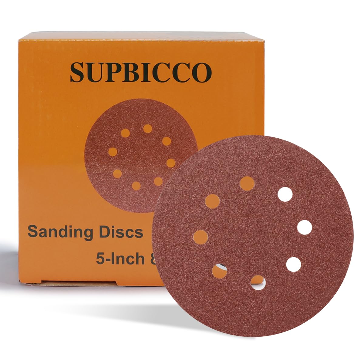 50 PCS 5 Inch 8 Hole Hook and Loop Sanding Discs 60 Grit