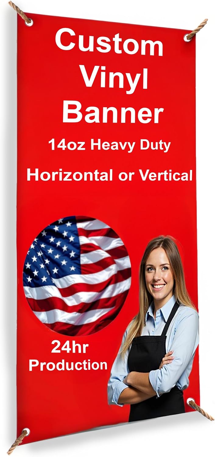 Customizable Vinyl Banner – Personalized Outdoor/Indoor Event Signage for Birthdays, Weddings, Graduations, Business