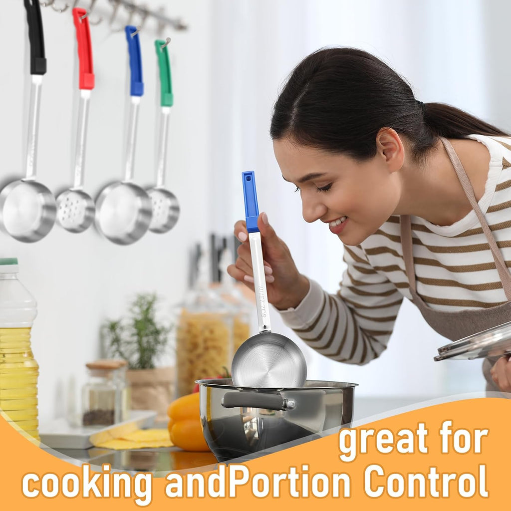 16 Pcs Portion Control Serving Spoons, Restaurant Measuring Serving Ladle Utensils, Portion Control Slotted Scoops