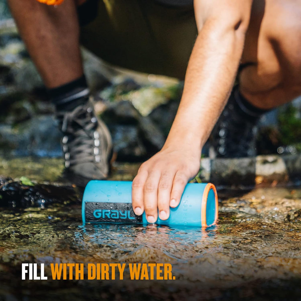 GeoPress 24 oz Water Purifier Bottle - Filter for Hiking, Camping, Survival, Travel (Bali Blue)