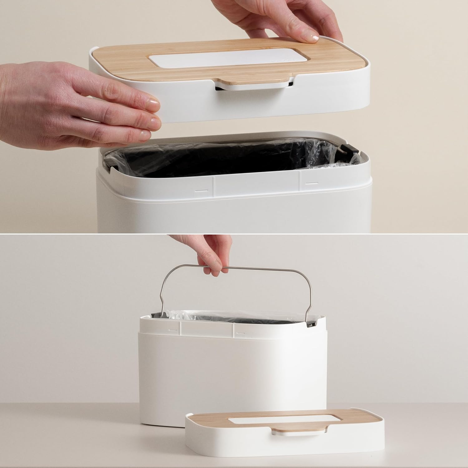 Compost Bin Kitchen 'Elin' | 1.2 GAL / 4.5L Countertop Compost Bin with Wooden Lid & Filter | Odor-Free, Dishwasher