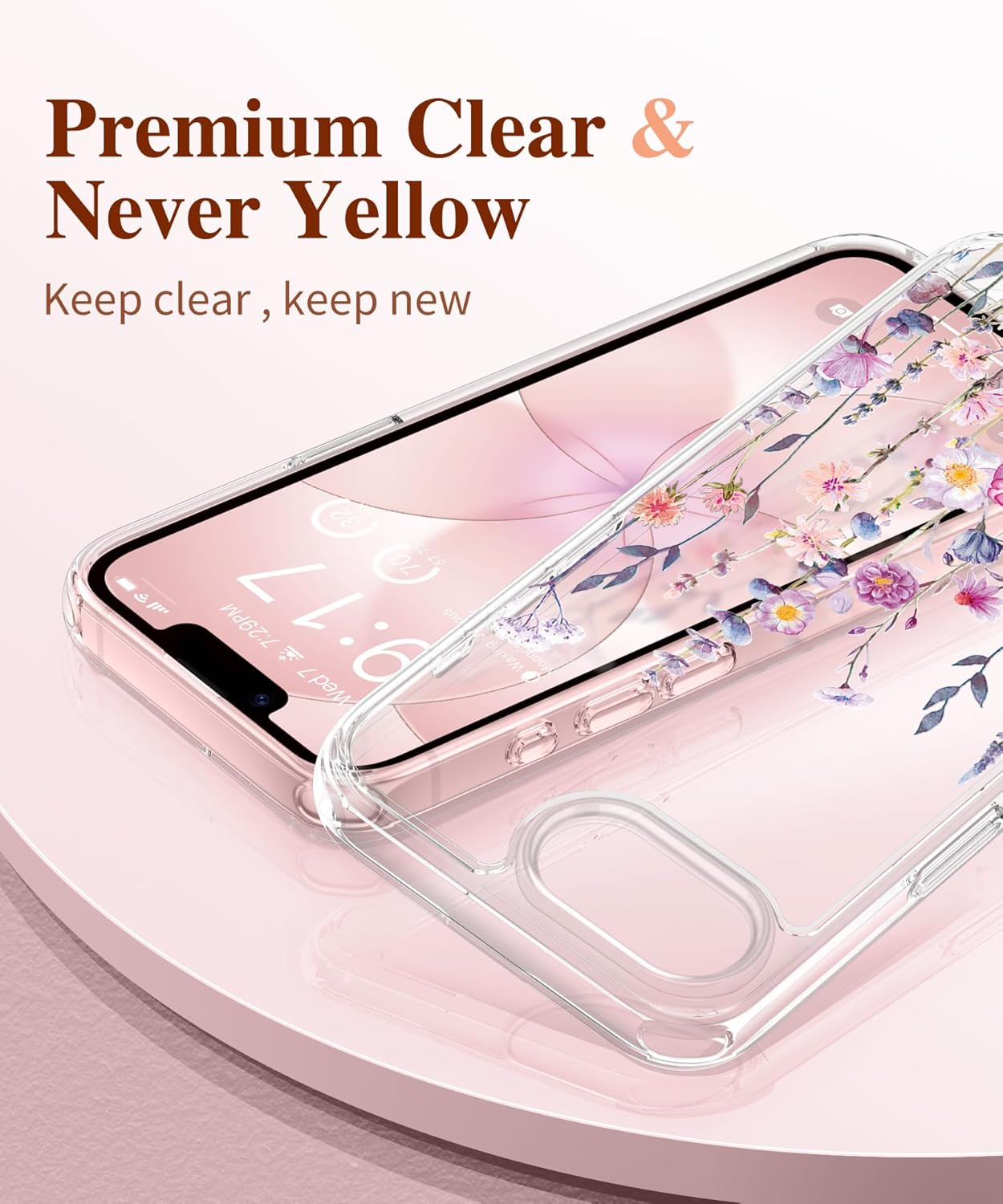 for iPhone 17e Case & iPhone 16e Case, [Non-Yellowing][Military-Grade Protection] Hard PC&TPU Bumper, Floral