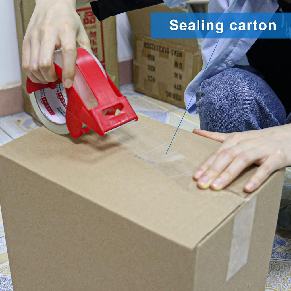 Heavy Duty Transparent Packing Tape,6 Rolls with Refillable Dispenser,Industrial Grade Packaging Tape for Shipping