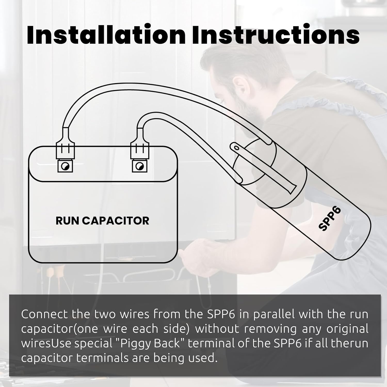 SPP6 Hard Start Kit for Air Conditioner, Replacement 115V Thru 288VAC, Hard Start Capacitor Units from 4,000 to