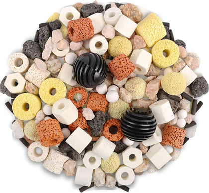 Aquarium Filter Media 12 in 1 Bio Balls Ceramic Rings | Fish Tank Pond Biofilter Filter Media 500 grams with Mesh Bag