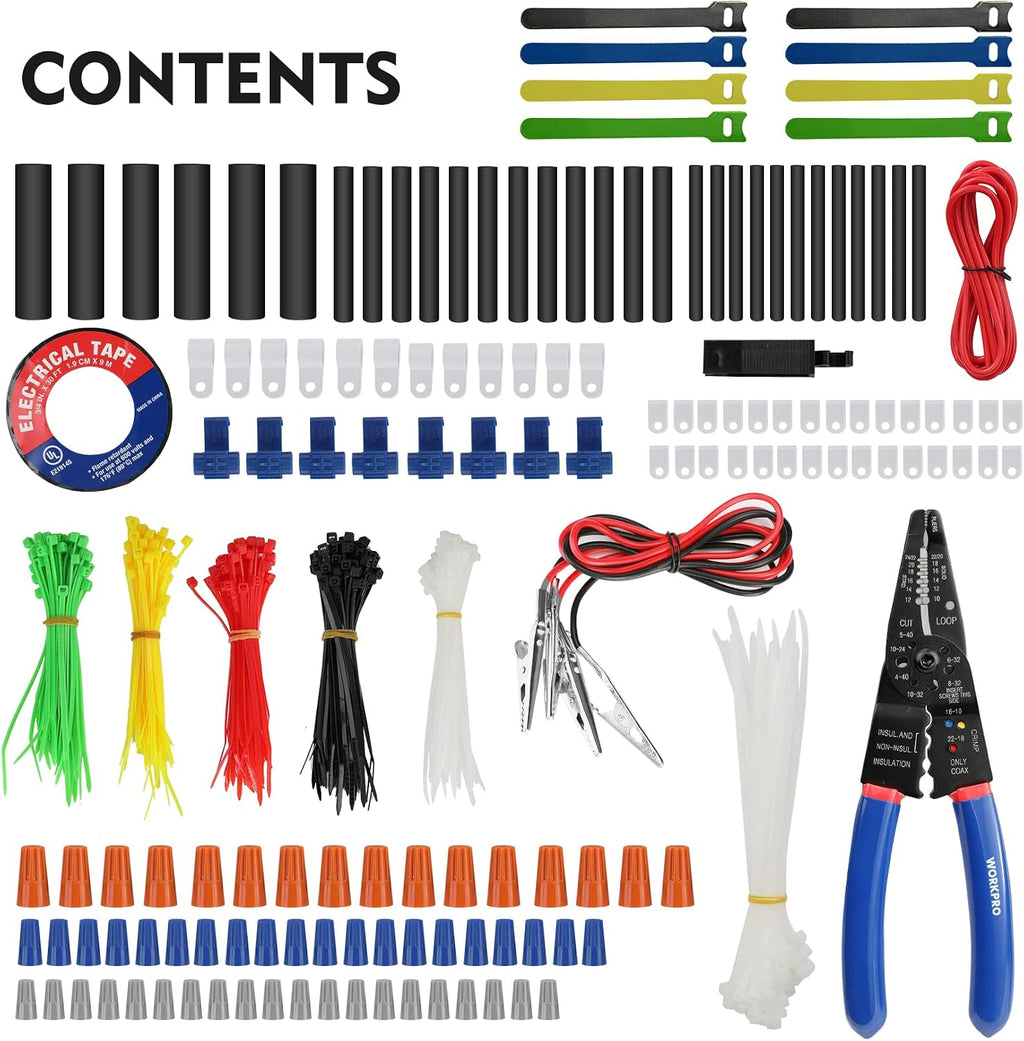 WORKPRO Crimping Tool Kit with 582PCS Heat Shrink Wire Connectors