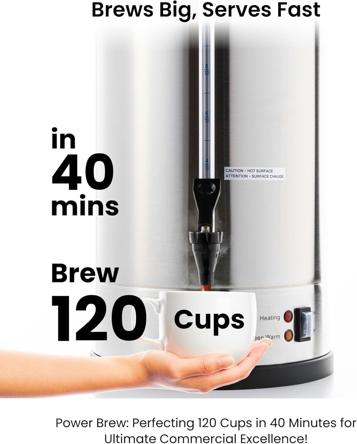 120 Cup Commercial Coffee Urn, 18 L Large Coffee Maker