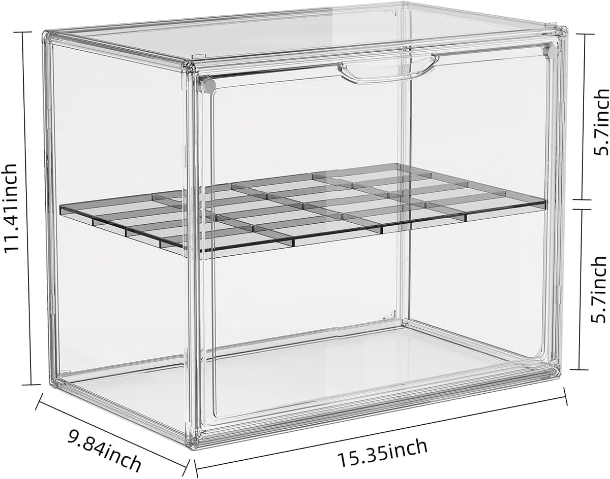 Pastry Display Case, 2 Tier Bread Box for Kitchen Countertop, Acrylic Bread Container with Magnetic Door, Large