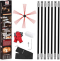 23 Feet Chimney Sweep Kit, Chimney Cleaning Kit with 7 Flexible Black Chimney Rods, Rotary Chimney Cleaning System