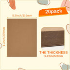 20 Pack 8.5x11 Chipboard Sheets, 80PT Kraft Cardboard for Shipping