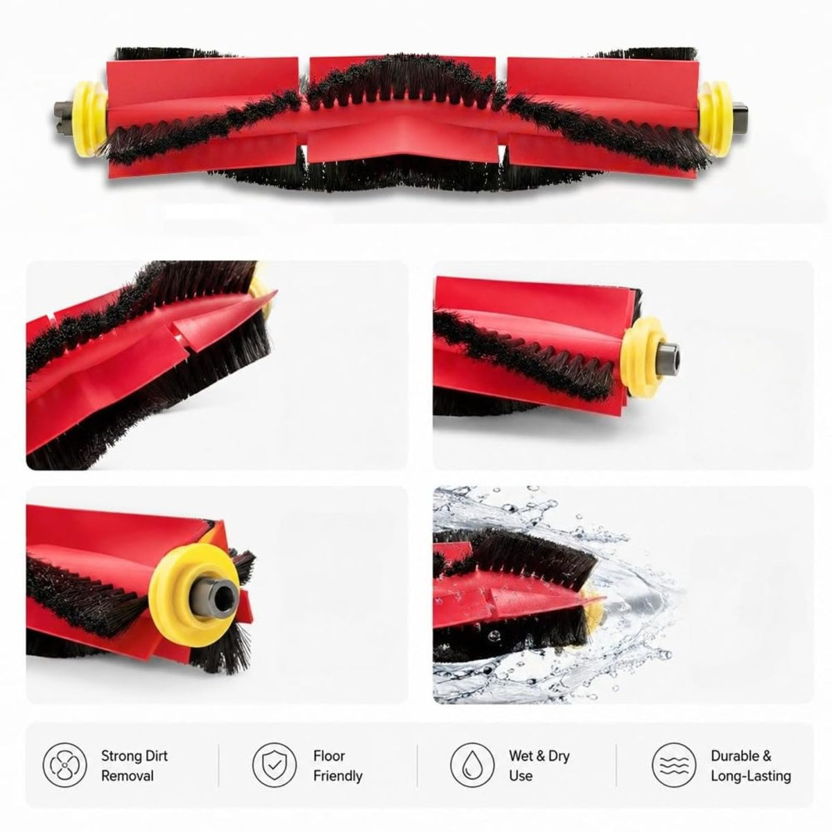 Replacement Rolling Brush with Xiaomi MiJia, Roborock S6 Pure S6 E4 S4 Max S6 MaxV S5 S5 Max S4 E2 E3 E5 E20 E25 E35 S50 S65 Robot Upgraded Anti-Tangle Vacuums Improved Deep Cleaning (1 Set)