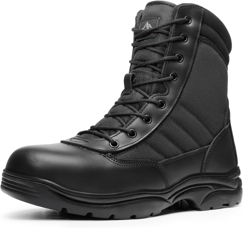Men's Steel Toe Work Boots Side Zipper | Safety Industrial & Construction Military Work Boots Slip Resistant ASTM
