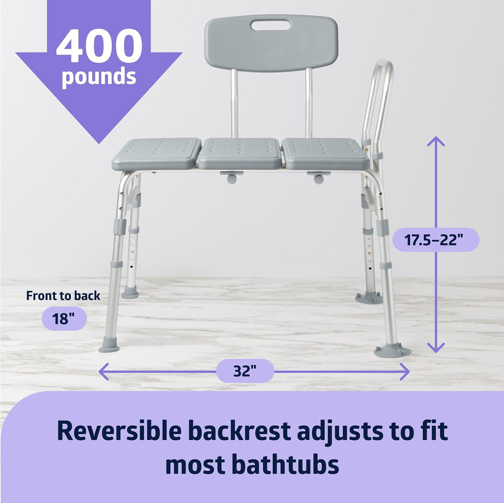 Transfer Bench for Bathtubs and Showers, Adjustable Shower Bench and Bath Seat For Seniors and adults, Slip-resistant