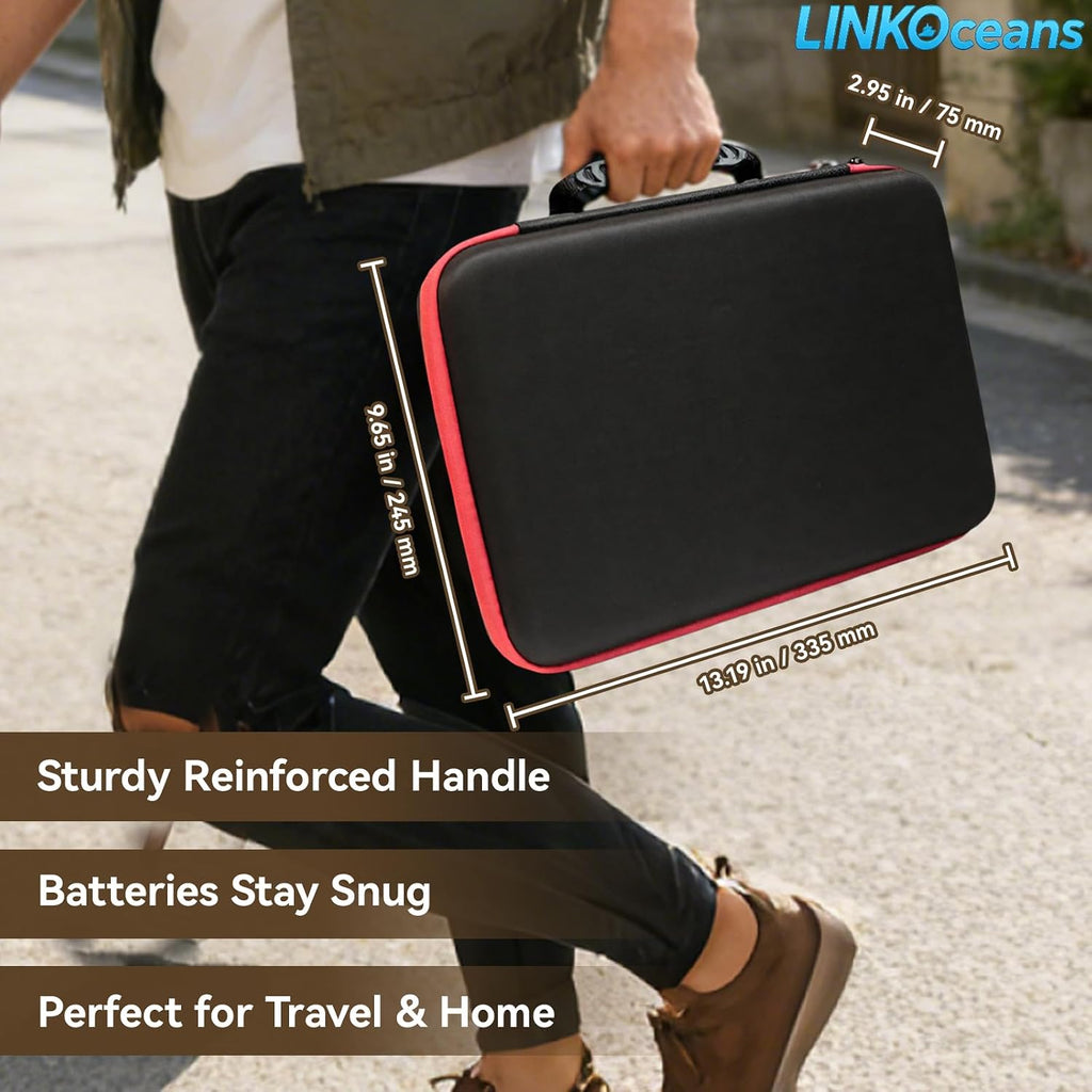 Battery Organizer with BT-168 Tester, EVA Storage Case | 210+ AA AAA C D 9V Capacity, Fireproof Waterproof