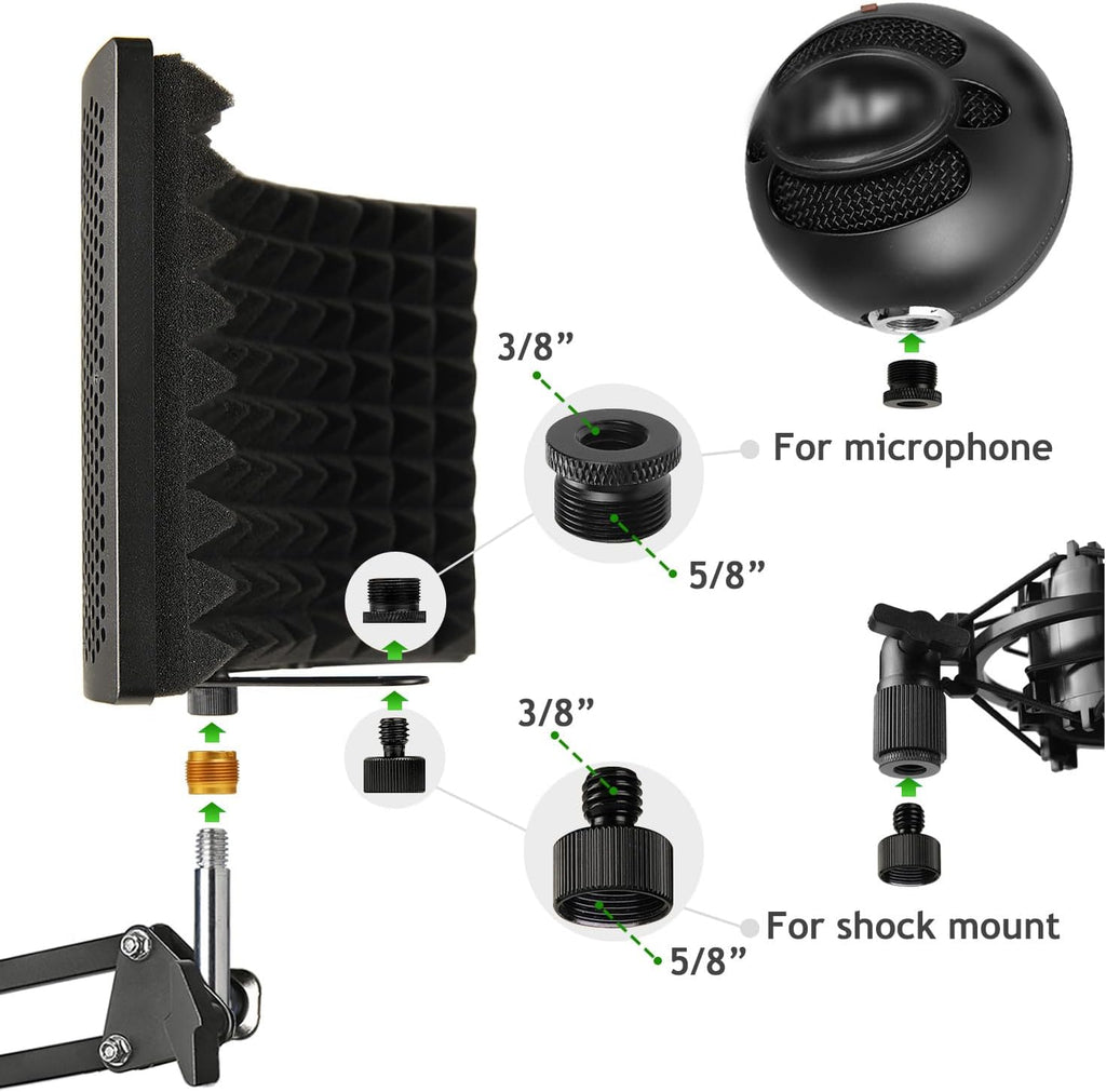 Microphone Isolation Shield with Mic Stand and Pop Filter, Foldable Sound Shield for Most Condenser Microphone