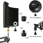 Microphone Isolation Shield with Mic Stand and Pop Filter, Foldable Sound Shield for Most Condenser Microphone