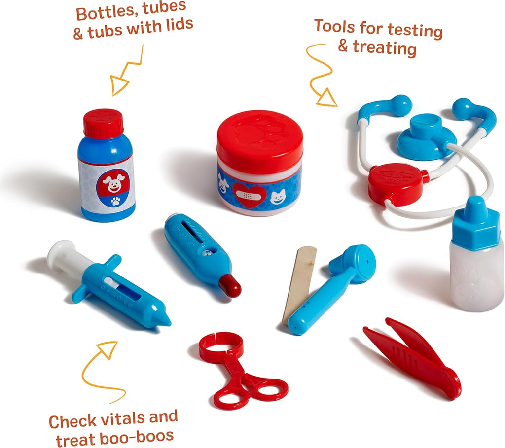 Melissa & Doug Examine and Treat Pet Vet Play Set, 24-Piece Animal Doctor Playset with Dog & Cat Plushies, Pet Doctor