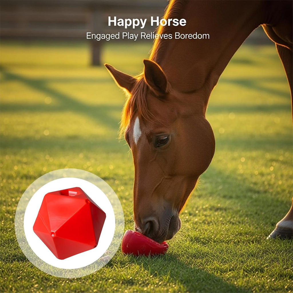 Red 9 in / 23 Cm Horse Treat Ball Feeder Toy, Food-Safe Pp Equine Play Ball, Entertainment for Boredom, Stress