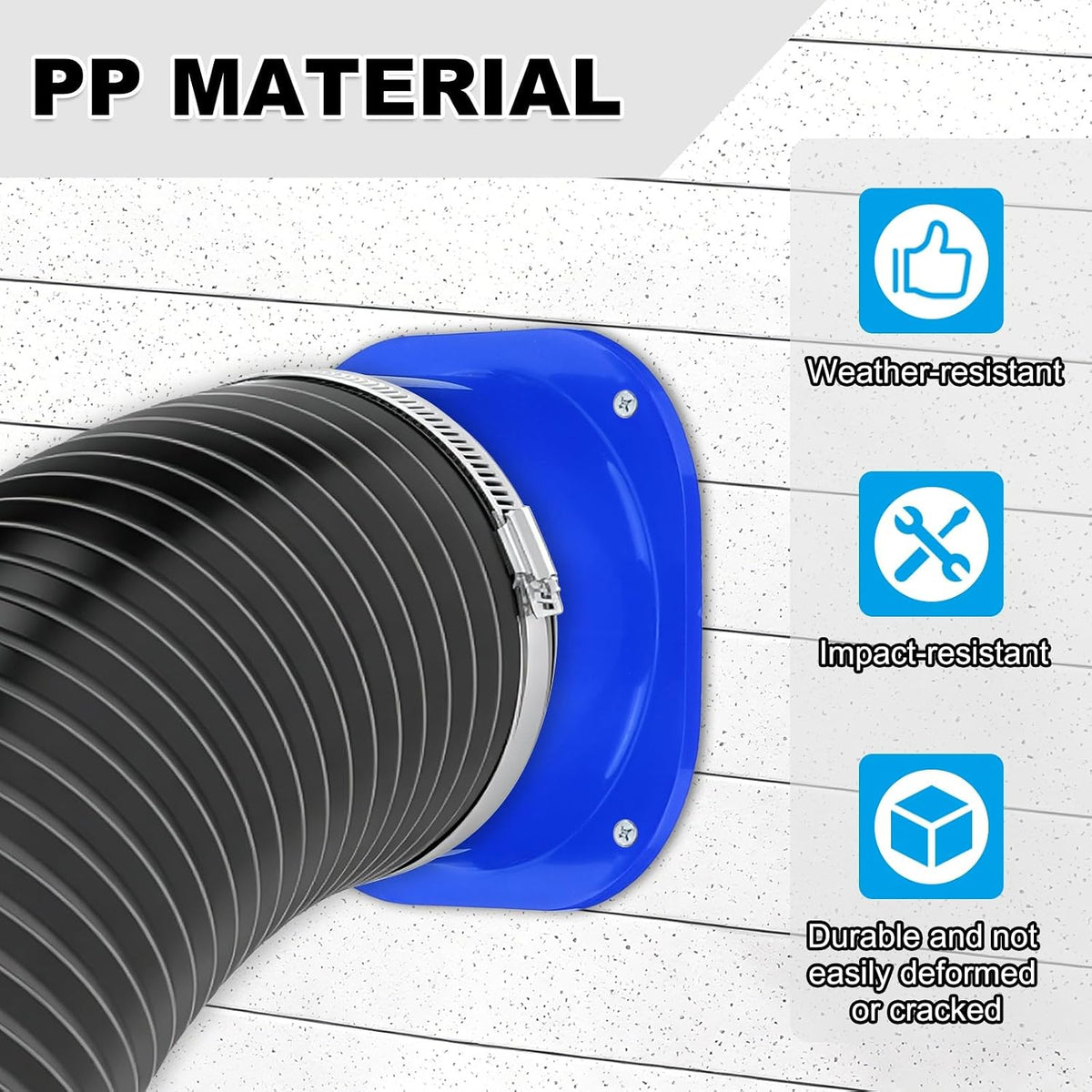 2 Pack Connector Straight Pipe Flange 8" HVAC Air Vent Duct Blue