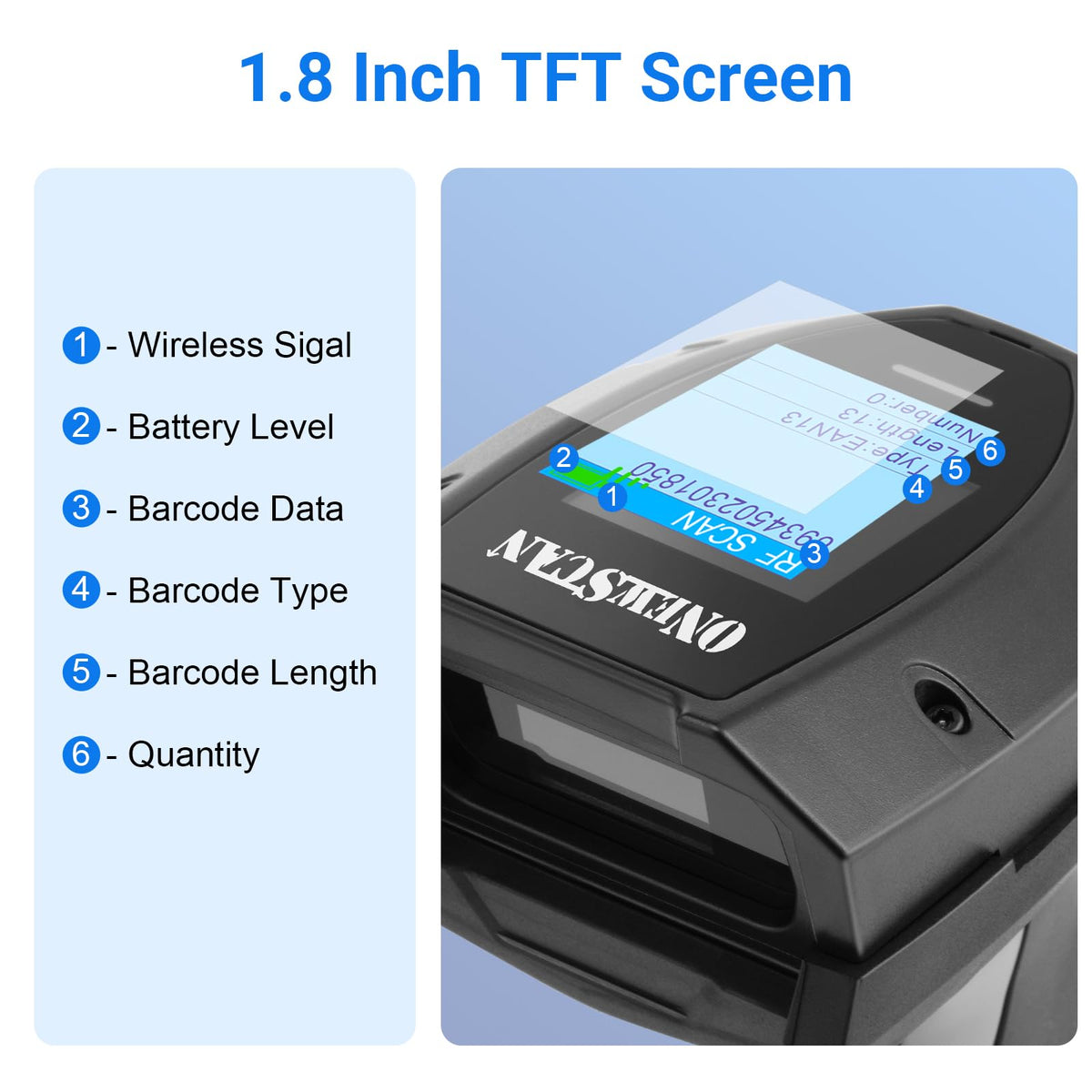 Barcode Scanner Wireless, 1D Laser Bar Code Scanners with Stand 2.4G Wireless & USB Wired Connection Plug and Play 2