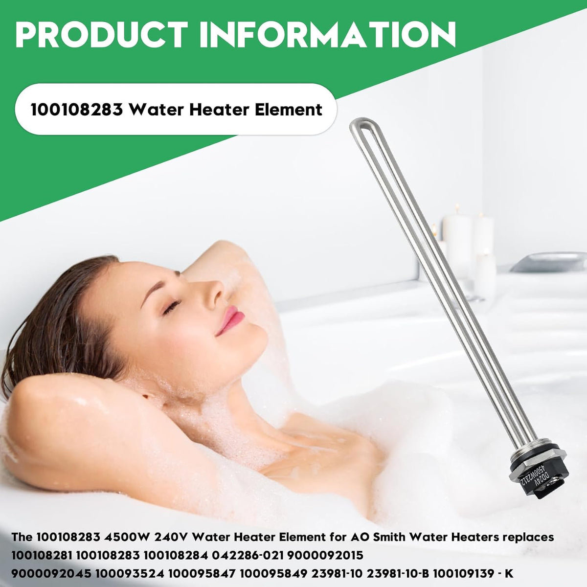 for AO Smith100108283 Water Heater Element 4500W 240V