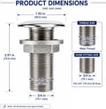 316 Stainless Steel Full Thread Boat Thru-Hull Fitting Drain for 3/4 inch Interior Diameter Hose