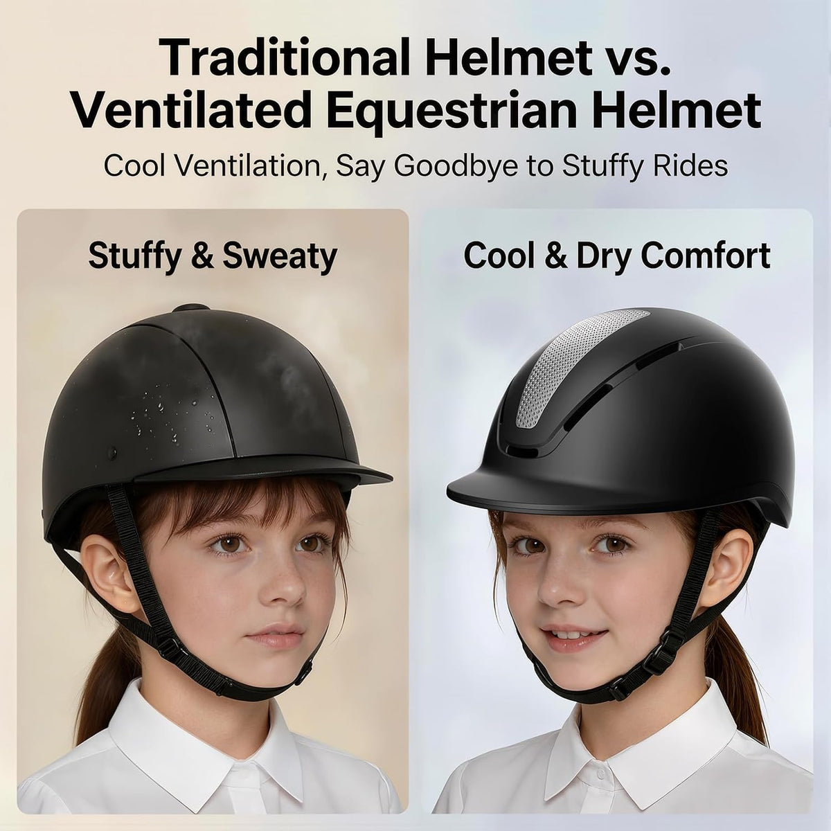 Kids Horse Riding Helmet Ventilated Adjustable 20.8-22.8" / 53-58cm
